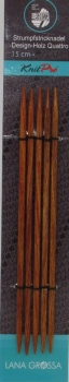 Lana Grossa Strumpfstricknadel Design-Holz-Quattro 15 cm Länge