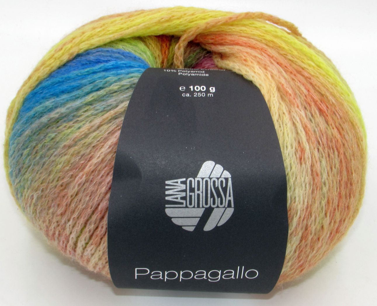 Lana Grossa Pappagallo 05 - Filato Multicolore Sfumato In Lana Merino Superwash - 250m/100g - Colori Garofano, Viola, Arancione, Verde E Blu