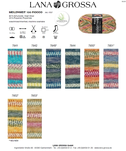 Lana Grossa Meilenweit Arte/Fiocco/Marinella mit Aloe Vera 4-fach, freie Farbwahl