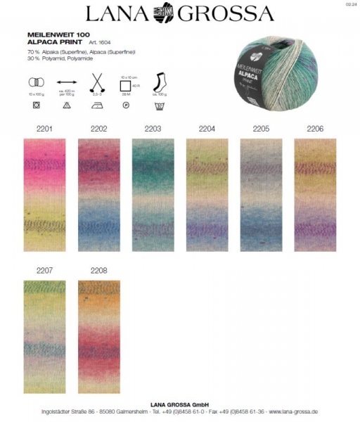 Lana Grossa Meilenweit Alpaca Print - freie Farbwahl