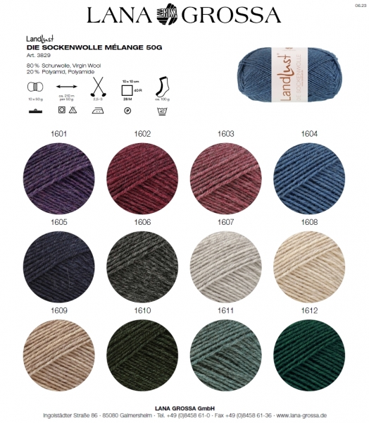 Lana Grossa Landlust® Sockenwolle Mélange 50g - freie Farbwahl