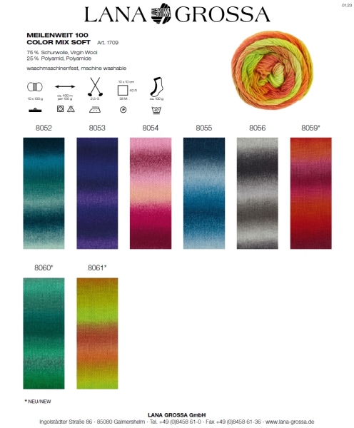 Lana Grossa Meilenweit Color Mix Multi/Soft, freie Farbwahl