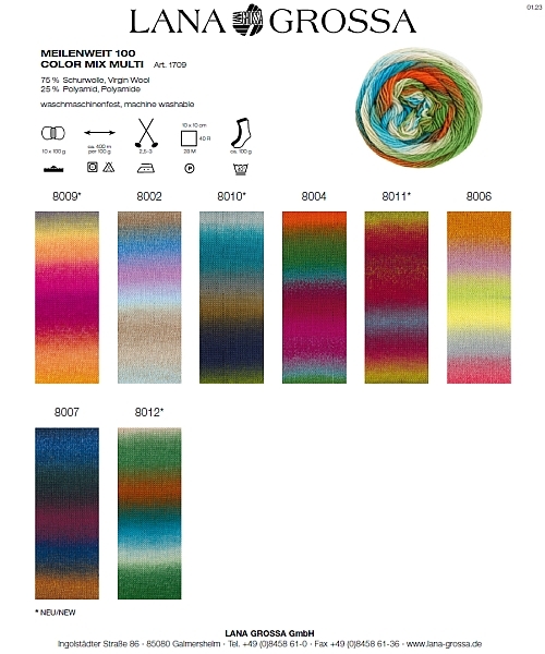 Lana Grossa Meilenweit Color Mix Multi/Soft, freie Farbwahl