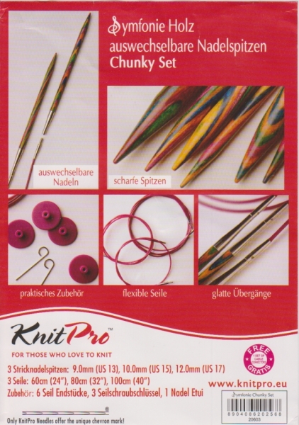 KnitPro Chunky Set Symfonie Holz - Nadelspitzen für Rundstricknadeln 20603